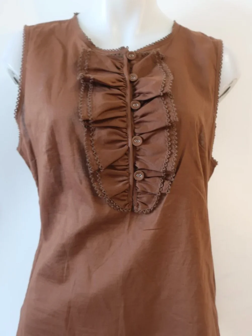 NWT Women Tori Burch Brown (Item- 17) Cotton Sleeveless Rachel Top 12